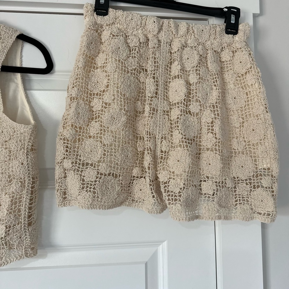 Commense Two Piece Crochet Top And Shorts Set - Picture 7 of 8